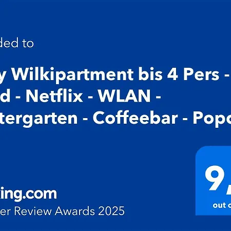 Cozy Wilkipartment Bis 4 Pers - Hund - Netflix - Wlan - Wintergarten - Coffeebar - Popcorn Apartment